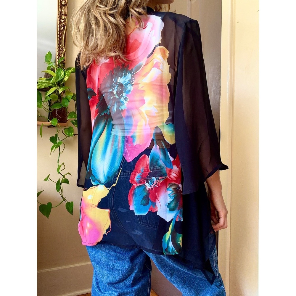 Indie Floral Sheer kimono shawl